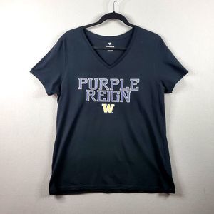 Fanatics Branded Black Washington Huskies Purple Reign VNeck T-Shirt Womans sz L